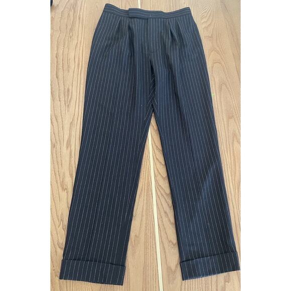 Ralph Lauren Purple Label Collection Pinstripe Wool Twill Pants 4 Straight Leg - Picture 3 of 8